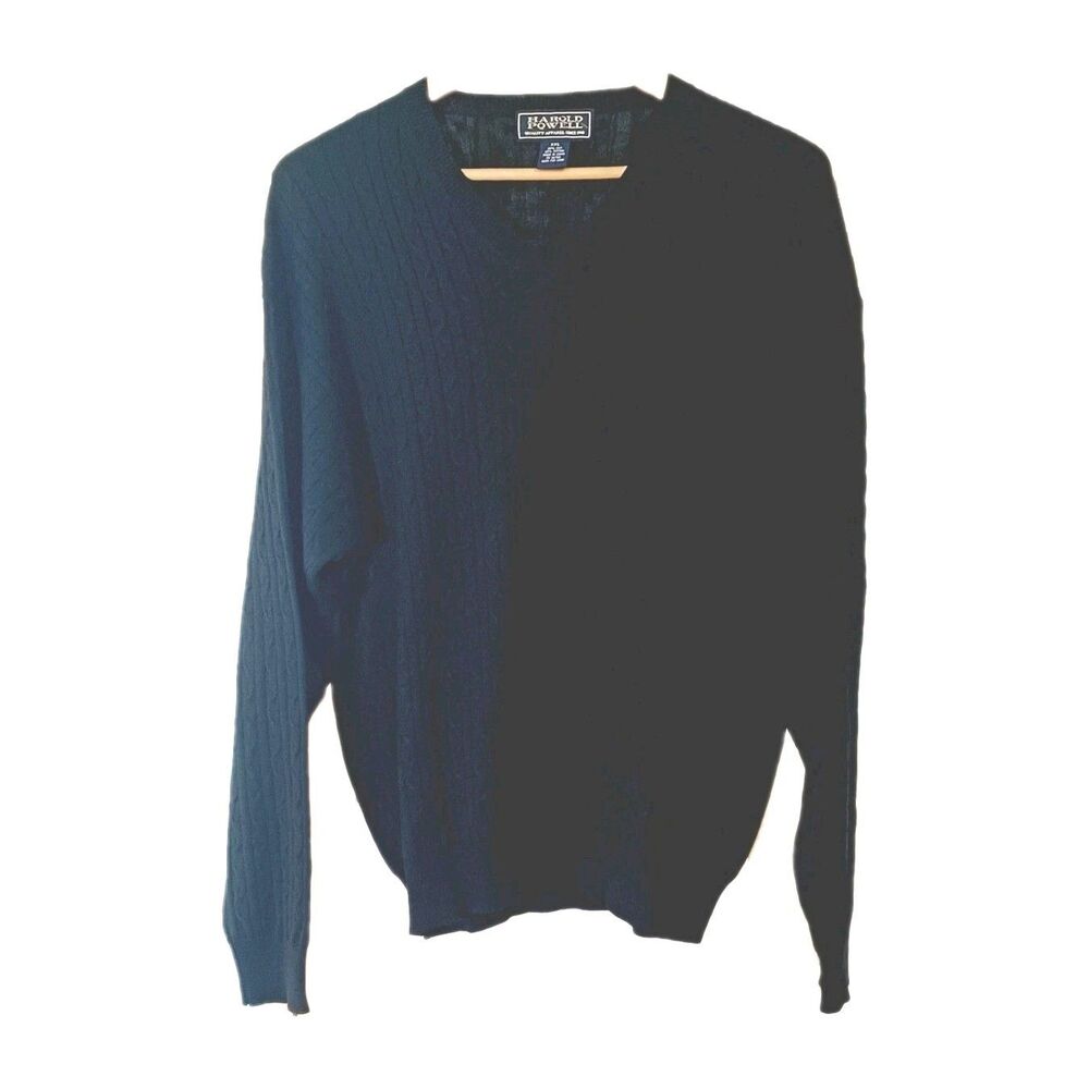 Harold Powell Men's Vintage Silk/ Cotton Black Cable-Knit Sweater XXL